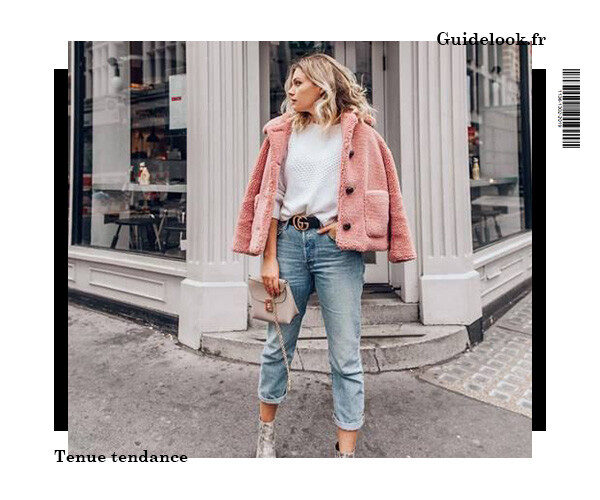 tenue manteau rose