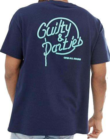 t_shirt_oversize_bleu_fonce_inscription_guilty_parties