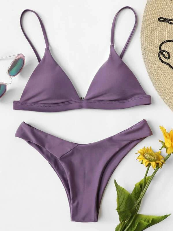 maillot de bain échancré violet