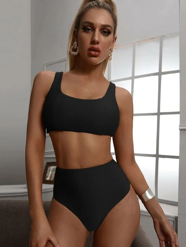 maillot de bain taille haute noir