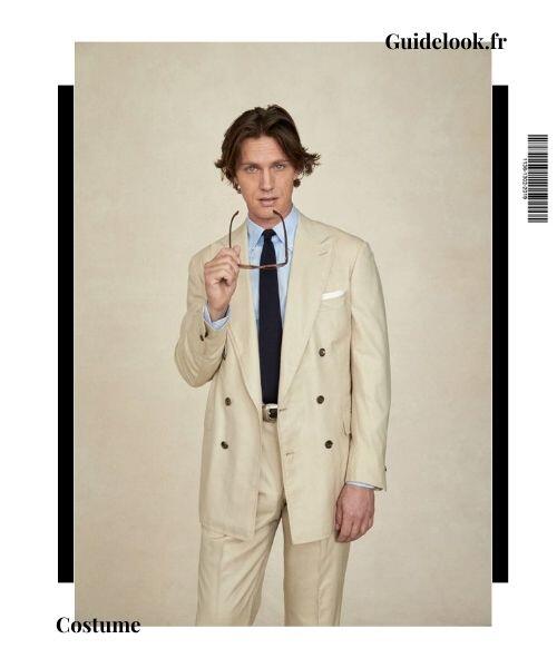 costume 2 pièces beige