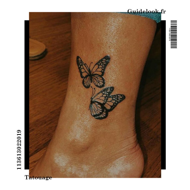 tatouage cheville avec papillons