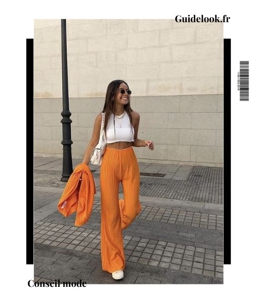 idée tenue orange bleu
