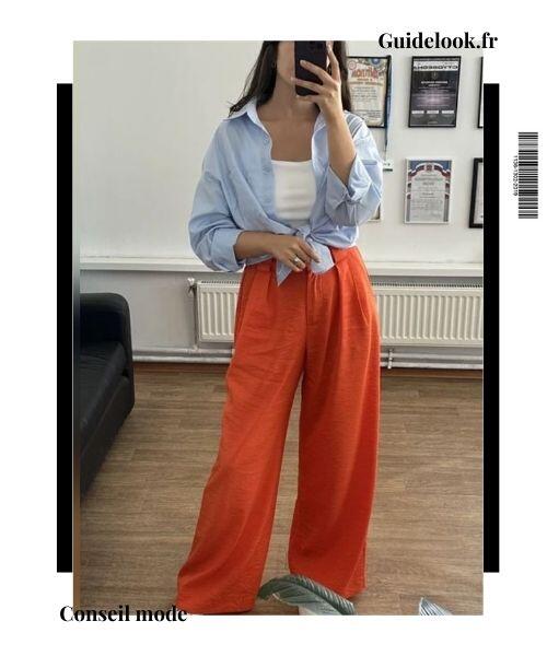 tenue orange bleu