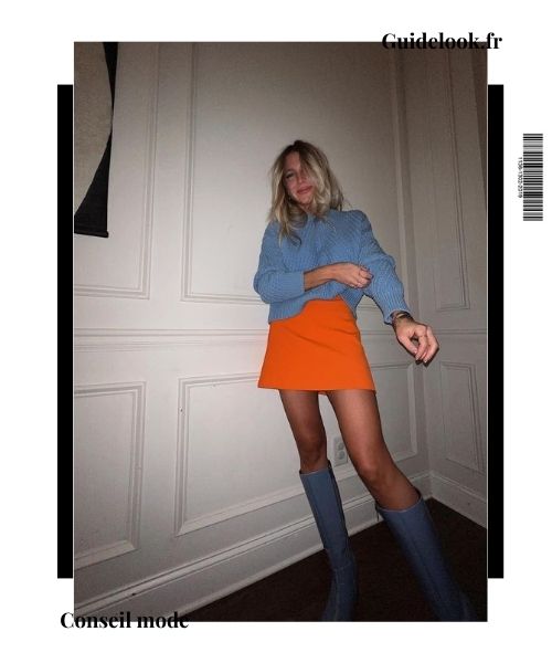 tenue orange bleu